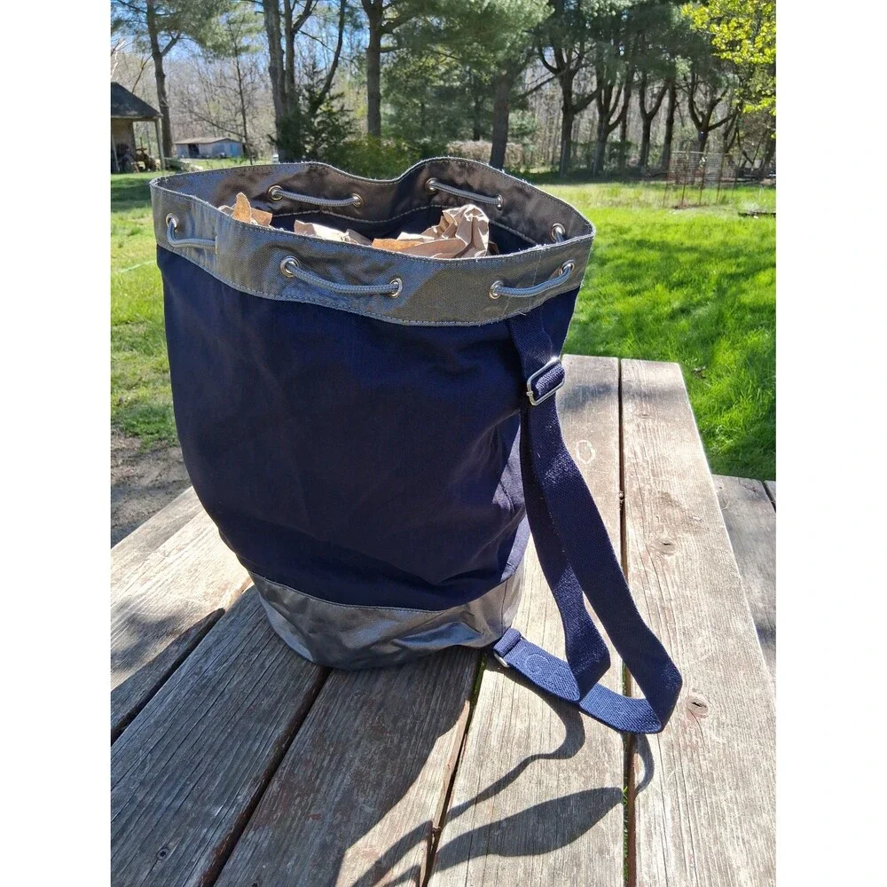Tommy Hilfiger Travel Barrel Bag Tote Backpack XL Blue & Silver Vintage